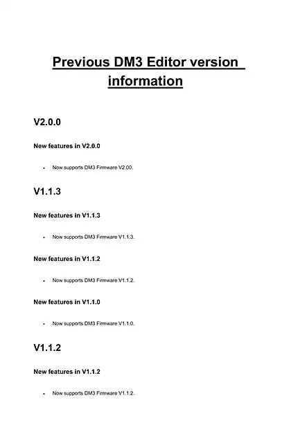 yamaha雅马哈DM3 Editor Previous versions information